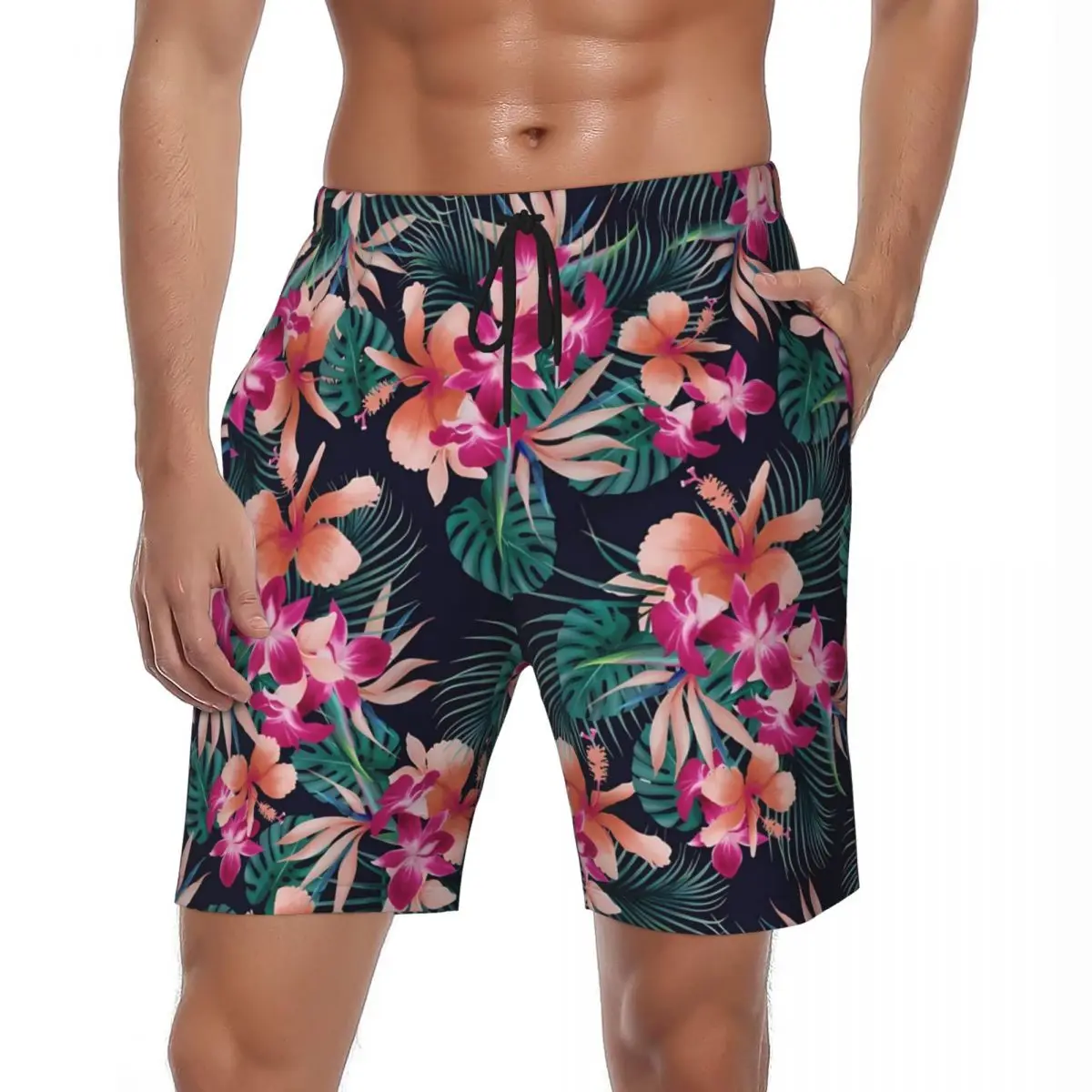 

Tropical Hawaii Gym Shorts Summer Flowers Sportswear Board Short Pants Men's Breathable Classic Printed Plus Size Beach Trunks