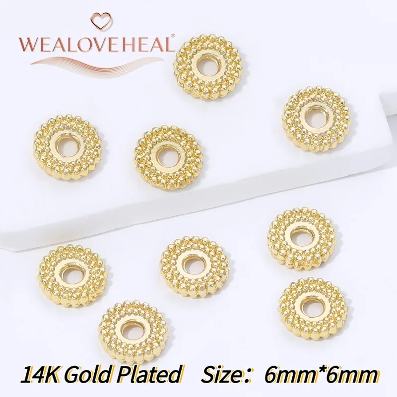 14K vergoldete Messing-Rundperlen, Zubehör im Großhandel, 6/8mm Trennperlen für DIY Armband- und Halskettenherstellung. – Detail 23