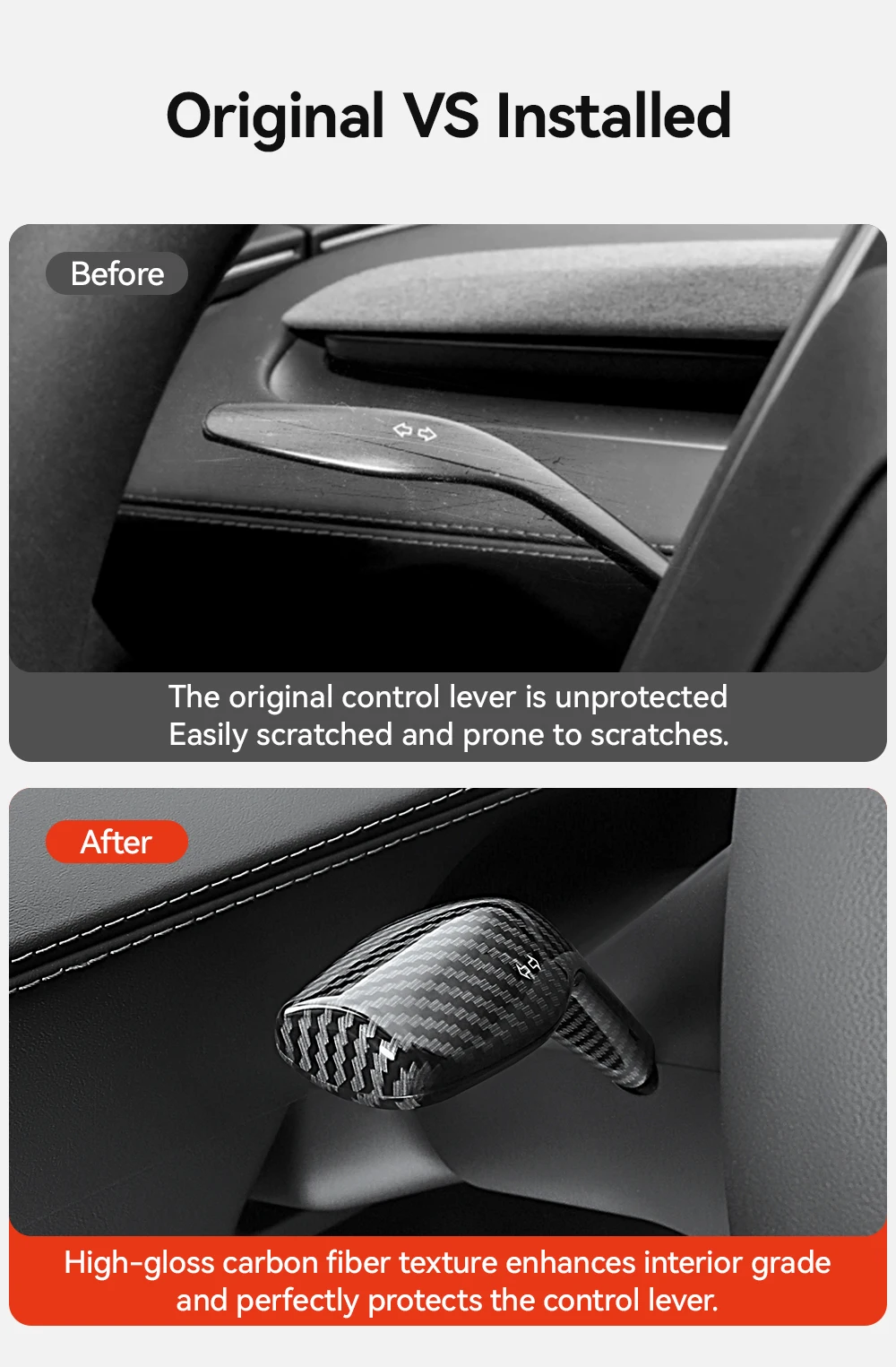 For Tesla Model 3 Y YL 2025 Highland Juniper Carbon Fiber Gear Shift Cover Steer