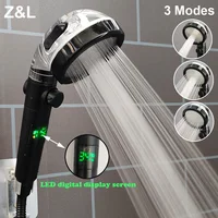 LED Digital Temperature Display Shower Head 3 Modes Water Saving High Pressure Showerhead Eco Shower Bathroom Accessories 1