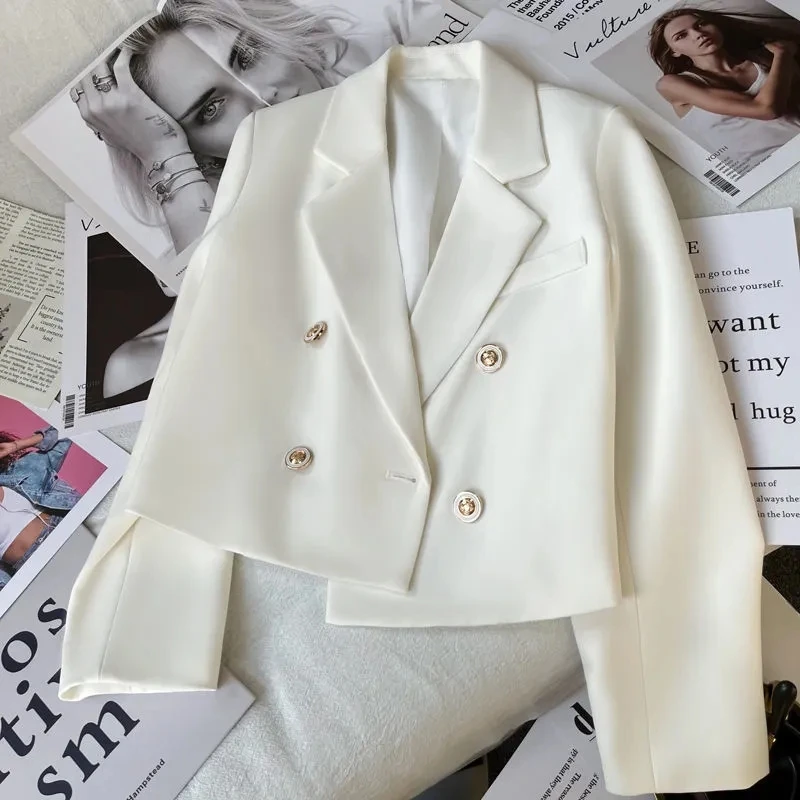 Lucyever 2023 Spring Fashion Women's Blazer Korean Style Office Cropped Blazers Women All-Match Street Long Sleeve Suit Jacket