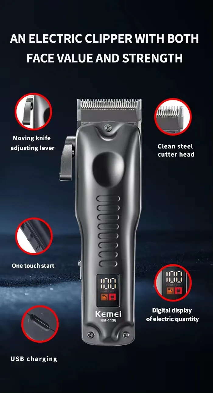 Tuns electric profesional fără fir pentru bărbați, reîncărcabilă, pentru barbă, reglabil, kit de tuns hine_voghion.com