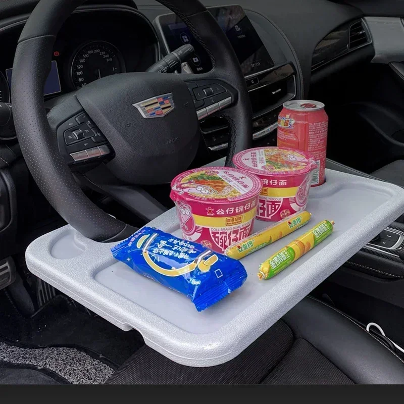 Vassoio per Volante, Tavolino da Auto, Scrivania per Volante per Laptop e Tavolo da Pranzo per Notebook da Montare sul Sedile dell'Auto - immagine 2