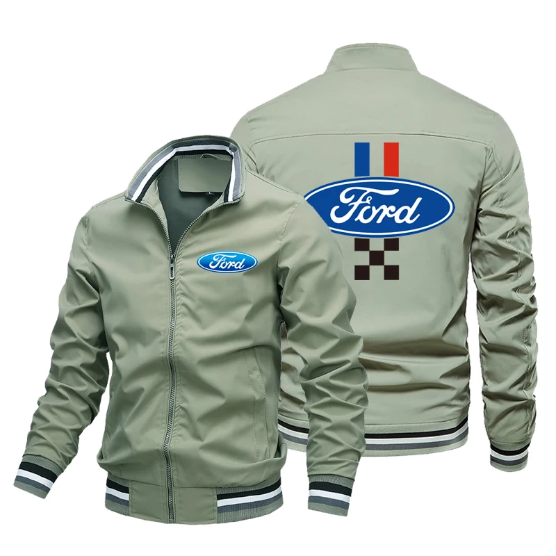 

2023 New printed custom men's locomotive Ford logo jacket motorcycle jacket