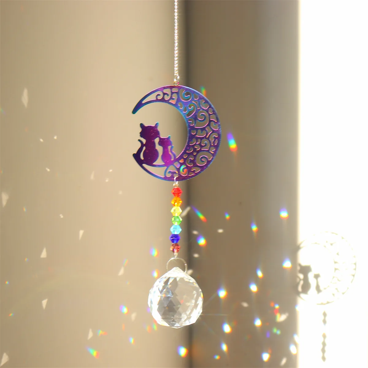 Crystal Suncatcher Moon Tree Rainbow Maker Wind Chime Home Decor