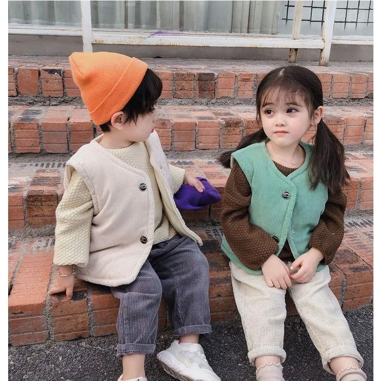 두꺼운 양털  조끼 소년 내부 외부 착용 면화 자켓 가을 겨울 어린이 의류 어린이를위한 따뜻한 탑  소년