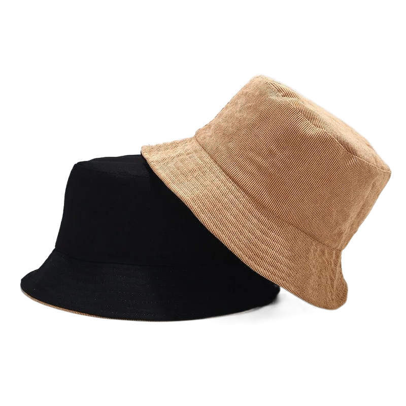 Two Side Reversible Corduroy Bucket Hat For Women Plain Men Panama Outdoor Hiking Beach Fishing Cap Sunscreen Female Sunhat Bob