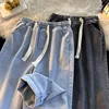 Spring Autumn Men's Elastic Waist Straight-Leg Jeans Loose-Fit Plus Size Casual Pants Drawstring Casual Slacks Plus Size 1