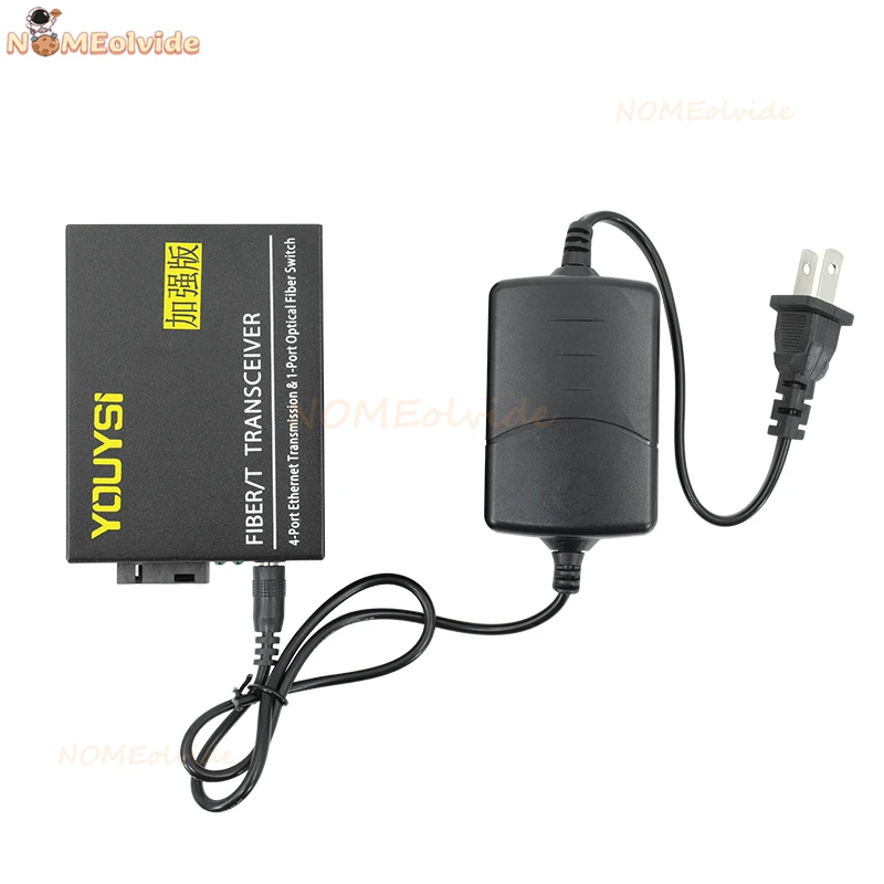 1 pair 10/100Mbps Media Converter 1 port RJ45 port SC + 4 RJ45 SC Single Mode Optic Fiber Converter Quick Speed