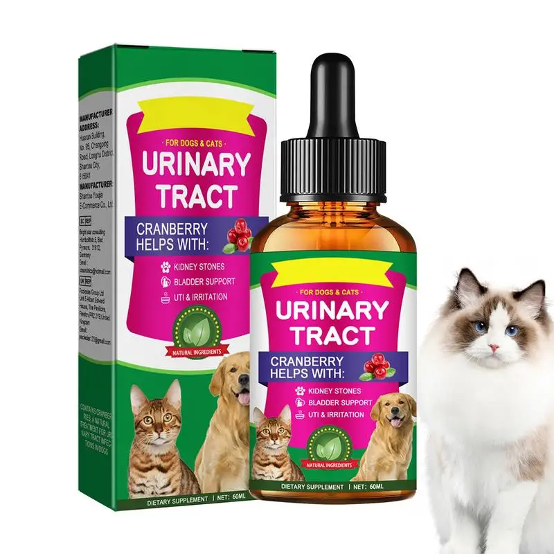 

Pet UTI Treatment 60ml Powerful Cat Bladder Drops for Urinary Tract Care Multifunctional Cranberry Dog & Cat UTI Treatment