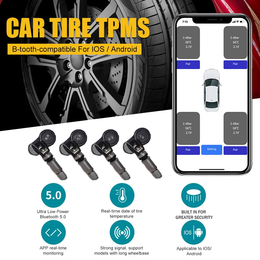 Lot De 4 Capteurs TPMS Pour Peugeot/Citroën - Compatible Berlingo, C4, 207, 308 - Remplace 9802003680