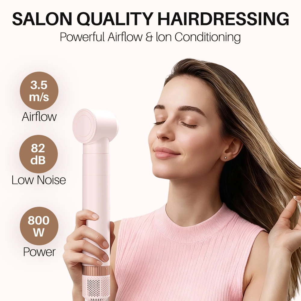 5 In 1 Hot Air Brush Kit Pink Multifunctional Hair Dryer Comb Straightener Curler Volumizer Hair Styler Set For Women Home Salon