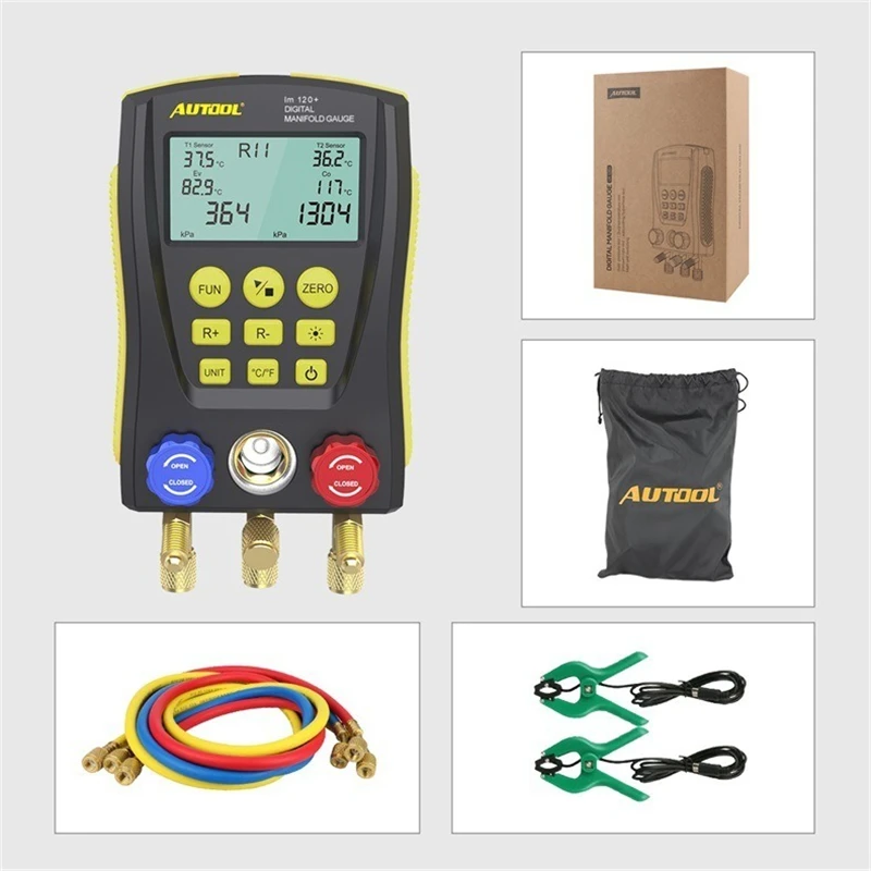 

Air Conditioning Temperature Tester Lcd Display Screen Pressure Gauge Refrigeration Digital Vacuum Pressure Manifold Tester