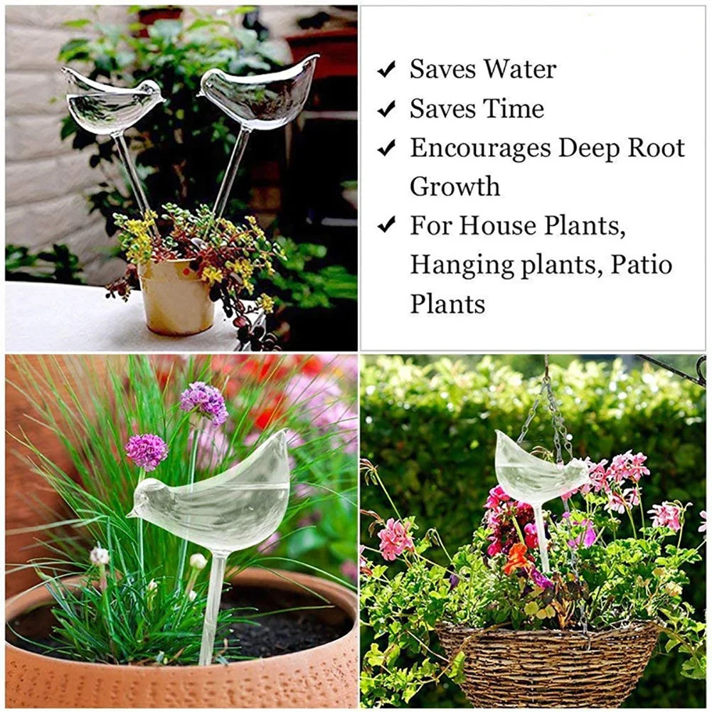 Automatic Flower Watering Device Plant Waterer Self Watering Globes Bird Shape Hand Blown ClearPlastic Aqua Bulbs self watering globes automatic watering device