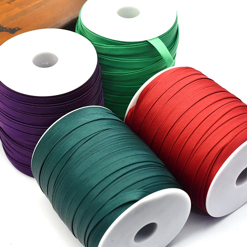 Polyester-Satin-Schrägband, doppelt gefaltet, Größe 1 cm, 80 Meter. Schrägbindung, doppelt gefaltet, Nähmaterial, Zubehör, DIY, Handweiß – Detail 1