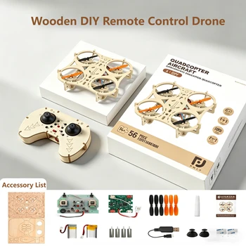 Nuovo Drone in Legno Fai-da-Te 2026, Quadricottero per Bambini, Aereo Telecomandato Artigianale, Regalo Giocattolo