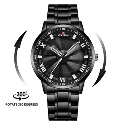 Men's Red Dial Sports Watch - Black Stainless Steel, Rotating Bezel, Quartz Movement, 3Bar Waterproof (LT08H)