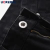 Multi-Pocket Flared Pants Mens High Street Washed Black Casual Straight-leg Pants Men Jeans 3