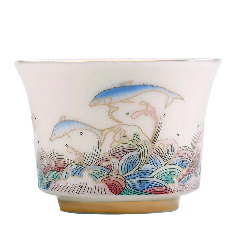 1pcs Yangzhi Jade Kung Fu Tea Cup Household High-end White Porcelain Personal Tea Cup Office Drinking Tea Cup Drinking Utensils