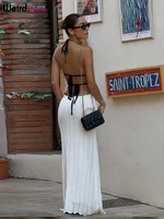 Weird Puss Sexy Elegant Halter Dress Women Summer Backless Lace-Up Color-Block Sleeveless Trendy Nightclub Wild Fashion Clothing - Image 5