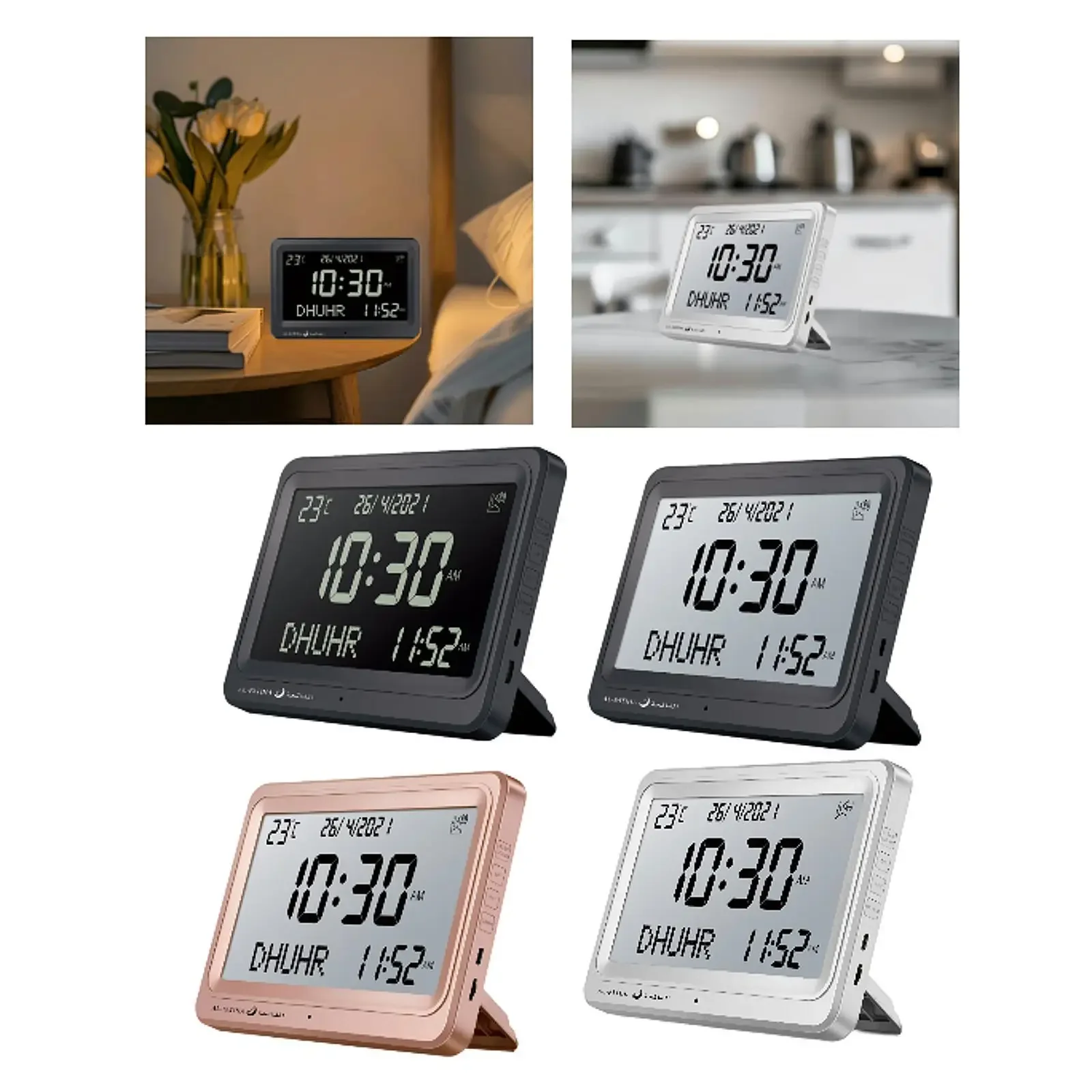 LCD Screen Azan Clock 8 Athan Sounds Calendars Muslim Prayer Desk Household Supplies Home Festival Birthday Decoration Office 4