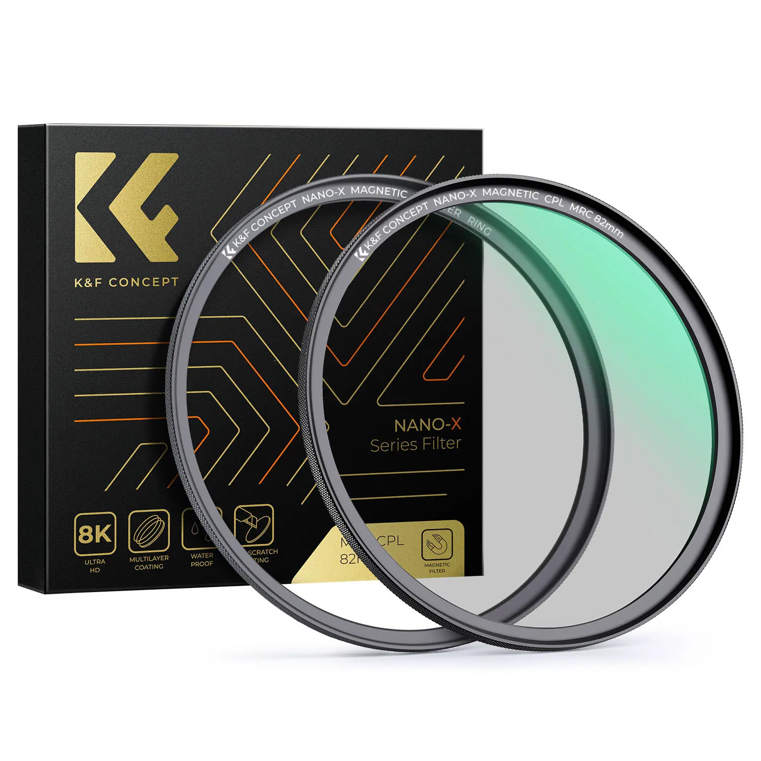 

K&F Concept 49mm-82mm Magnetic CPL Filter Green Film Multi Coated Magnetic Adapter Ring 52mm 62mm 67mm 72mm 77mm Nano-X Series
