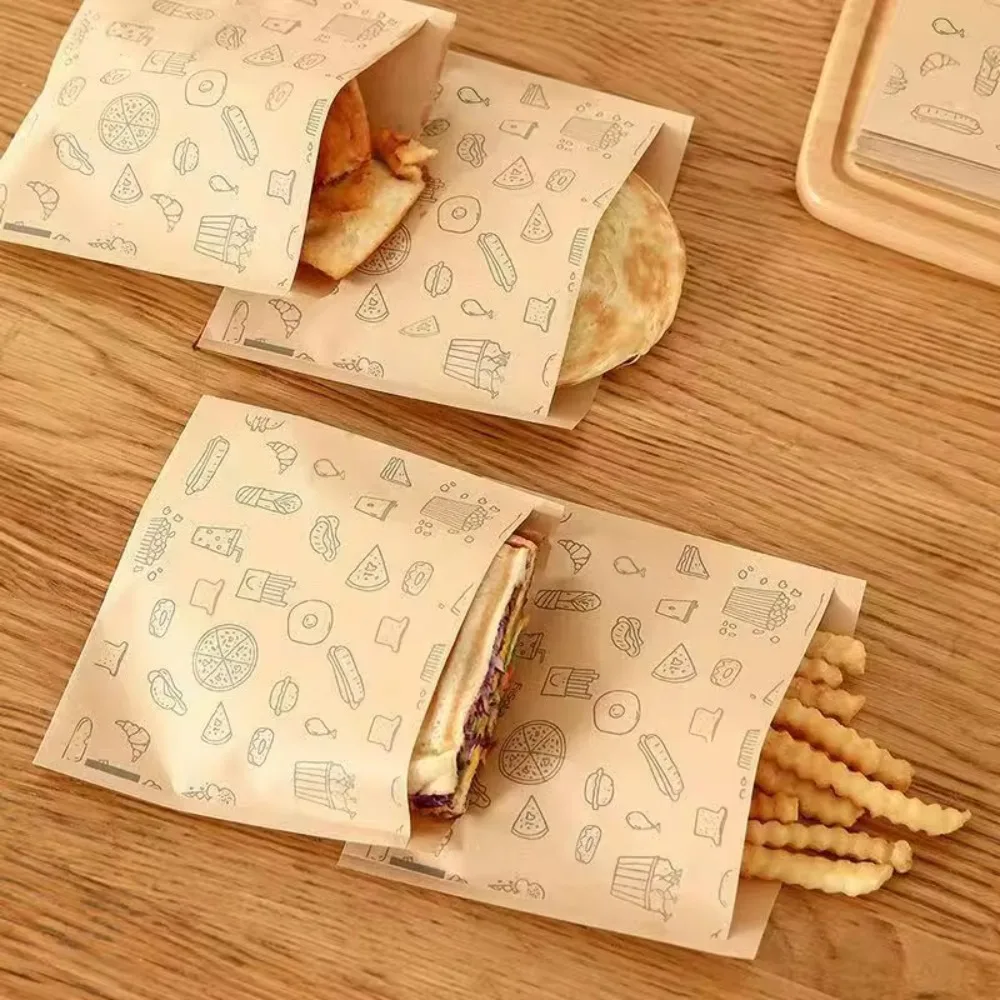 Greaseproof Paper Bag, Kraft Paper Bag, Food Packaging Disposable Packaging