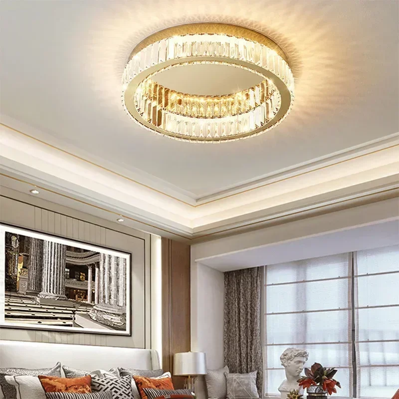 Nordic LED Crystal Circle Ceiling Lamp Chandeliers Lighting for Living Room Bedroom Home Indoor Decor Lampara techo Luminaire led chandelier ceiling chandelier