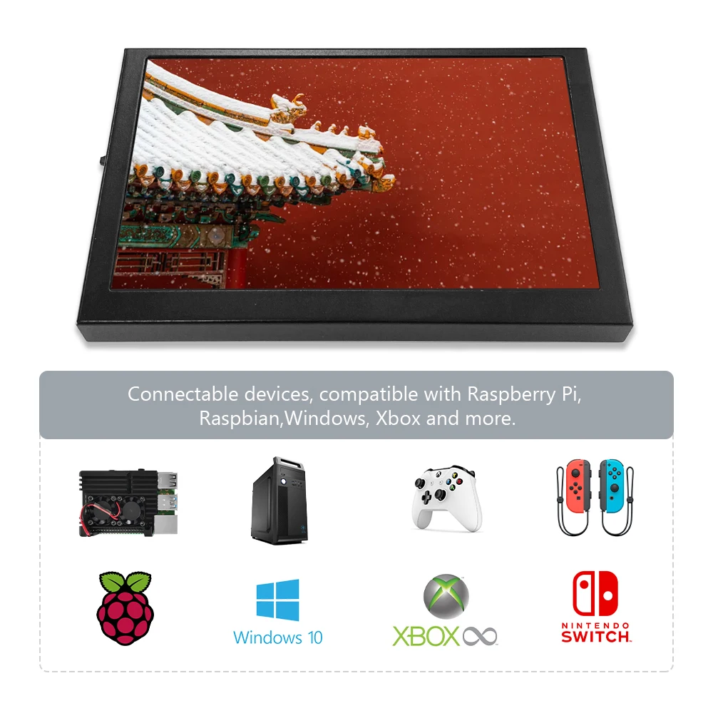 ġ г  HD , 1024*600 ȭ 100% sRGB ÷ IPS , ̴ PC Ʈ RPI 3 4/5, EM513, 5 ġ