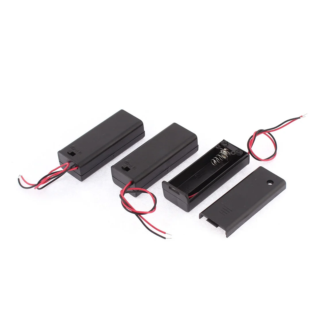 

100pcs/lot AA Battery Holder Case with Switch Wire 1.5V AA Batteries single slot Storage Box with cover Lead Wholesale