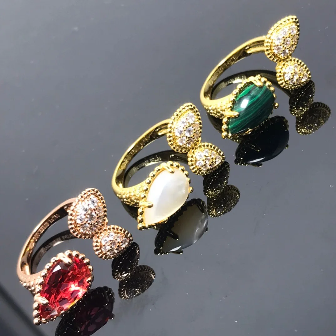 

Original Luxury Multi Brand Serpent Boheme Baolong Jewelry Malachite Heart Ring Women's Party Gift