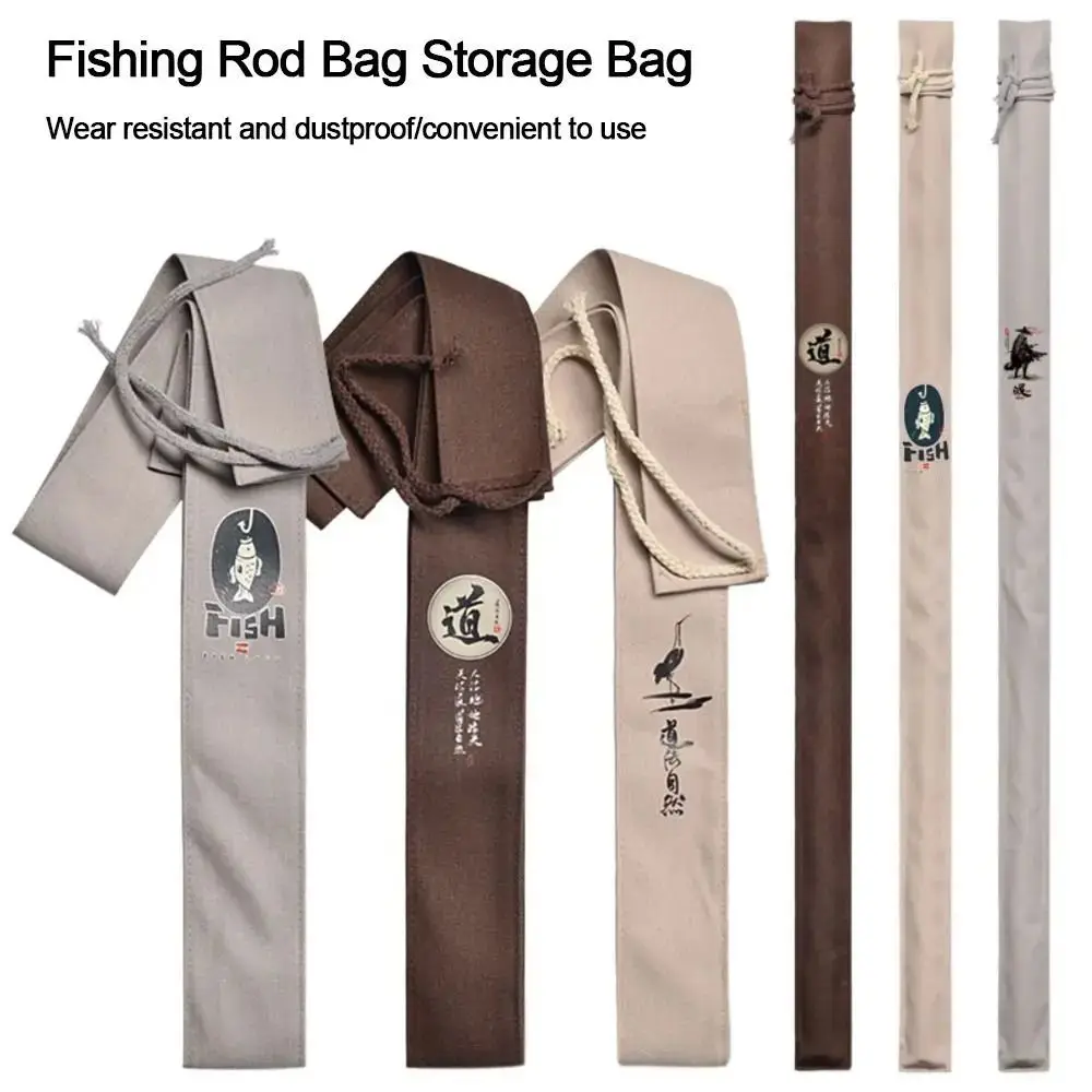 Sac de pêche toile 130cm style chinois - Grand sac pliable Tao pour matériel de pêche traditionnel