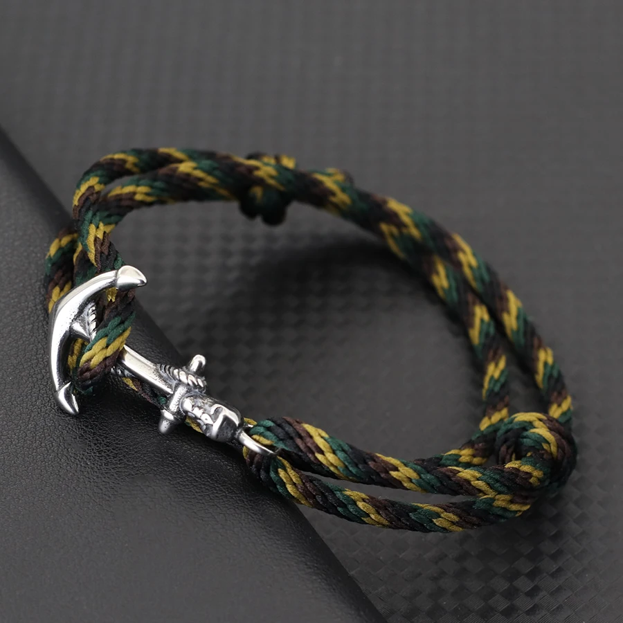 Stainless Steel Viking Skull Rope Bracelet for Men