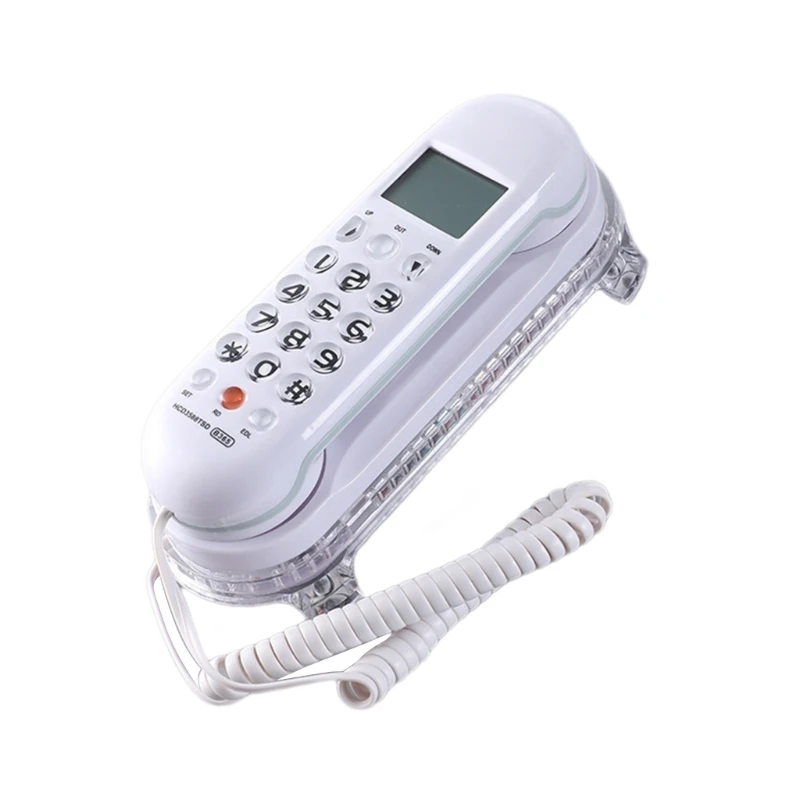 Wired Phone B365 Mini Wall mounted Phone Crystal Base Small Landline Telephone Clear And User friendly LCD Display Multi Language