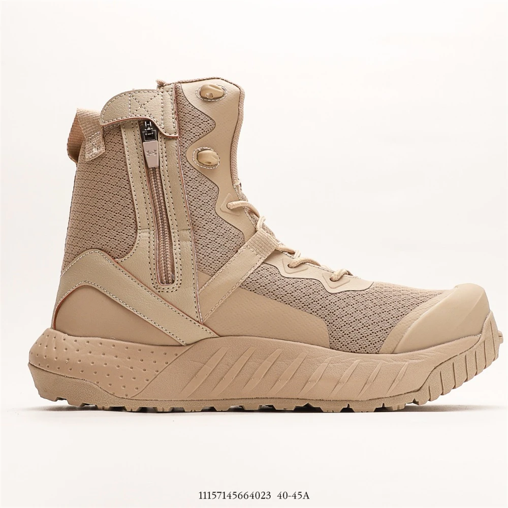 Hiking Shoes Winter Men&rsquo;s ARMOUR Valsetz Side Zip High-top Outdoor Warm Non-Slip Khaki Zapatillas Training Hiking Sports Sneakers Size40-45