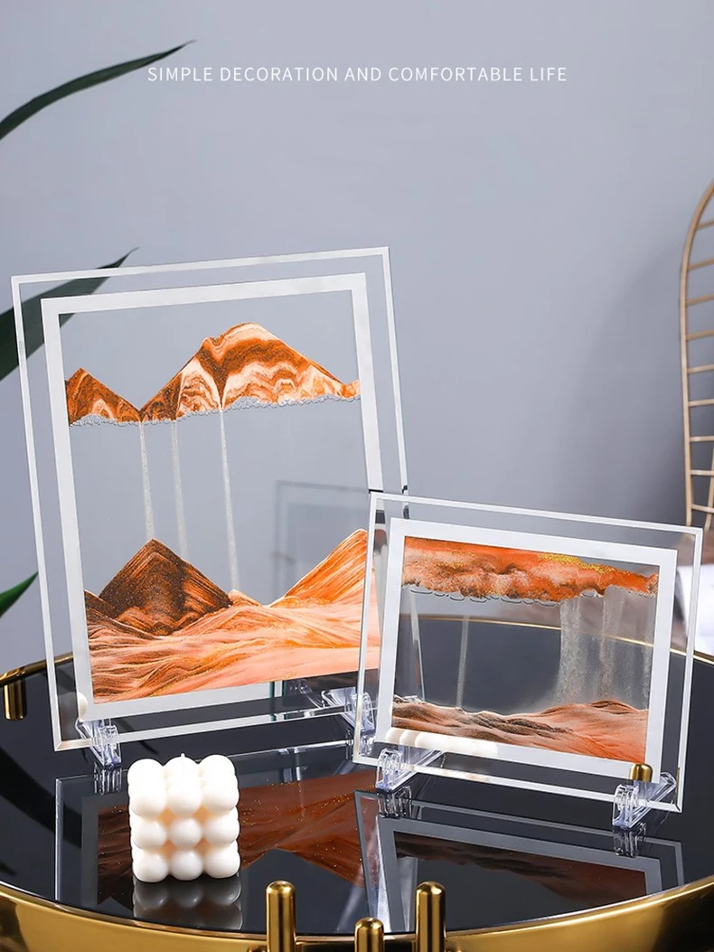 Moving Sand Art Picture Round Glass 3D Deep Sea Sandscape In Motion Display Flowing Sand Frame Sand Painting