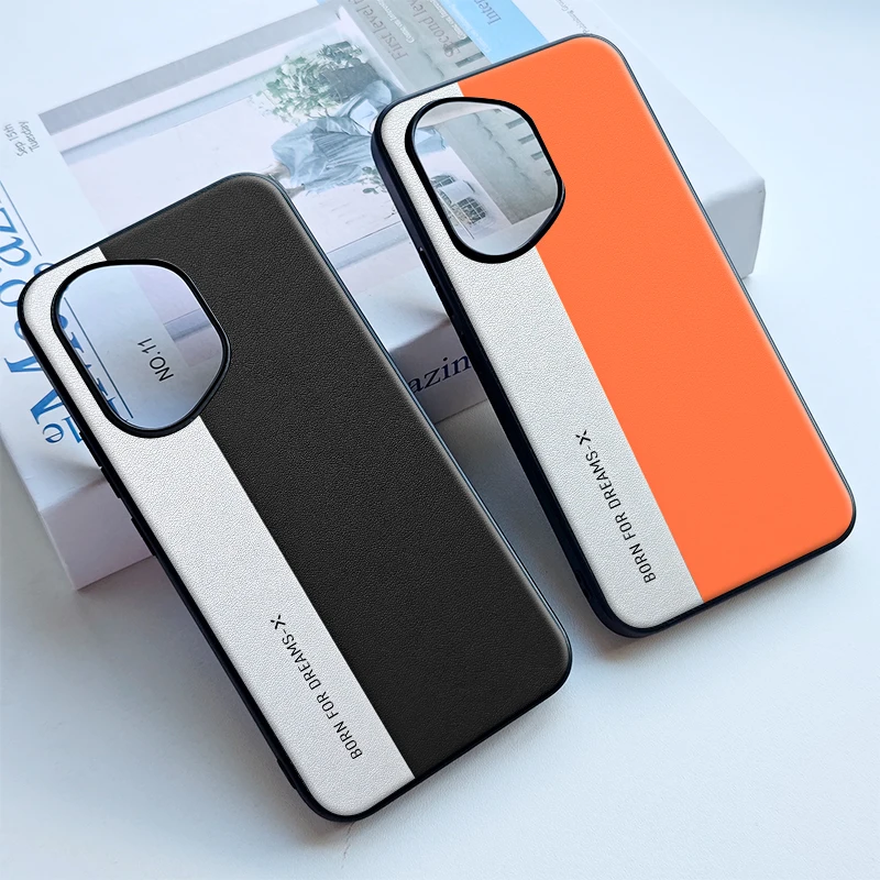 Fashion Triangle Pattern PU Leather + Hard PC Camera Protection Cover for For Honor 400 Pro