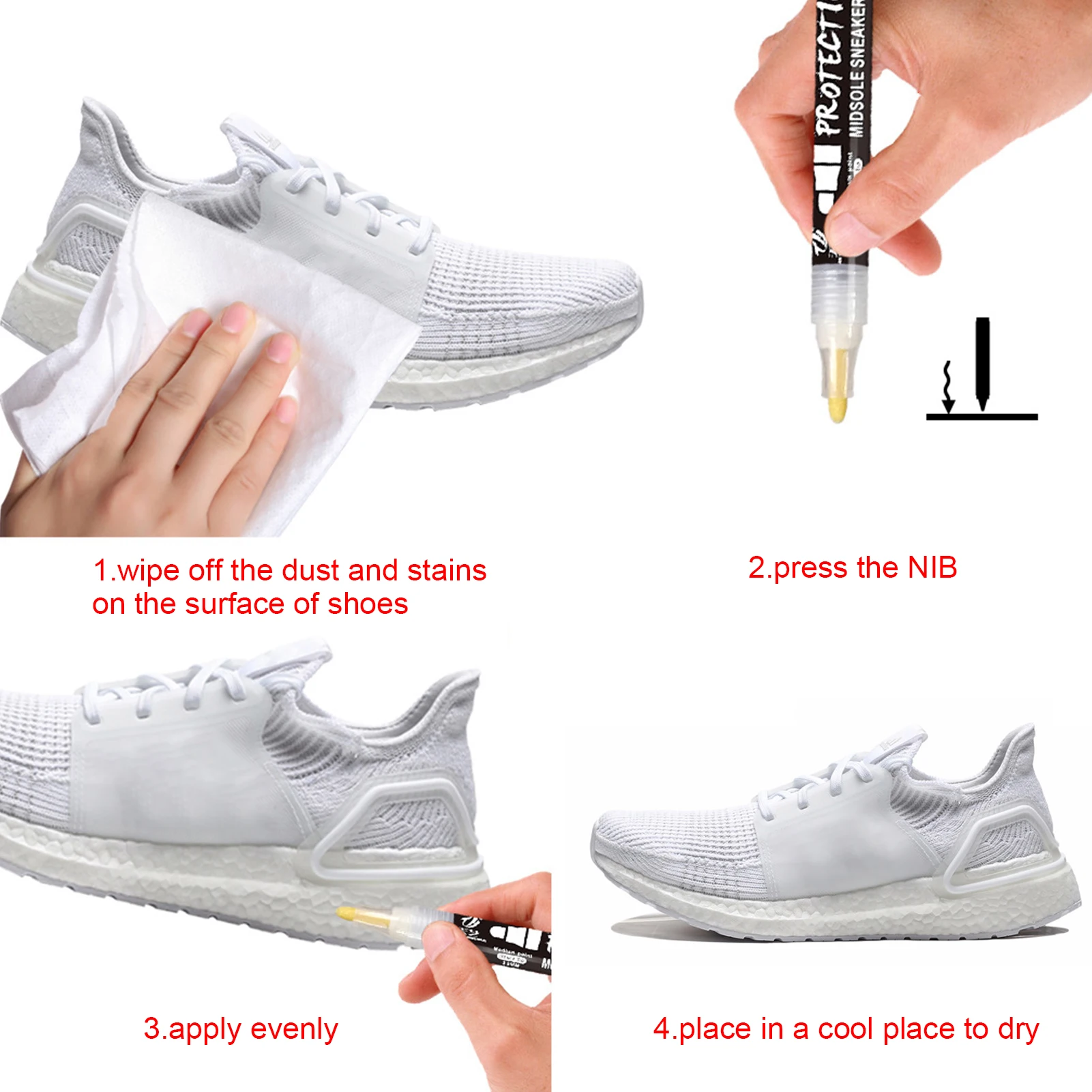 White Trainer Pen Waterproof White Sneaker Cleaner Effective Midsole  Restore Sneaker Marker Shoe Paint to Remove Scuff Marks
