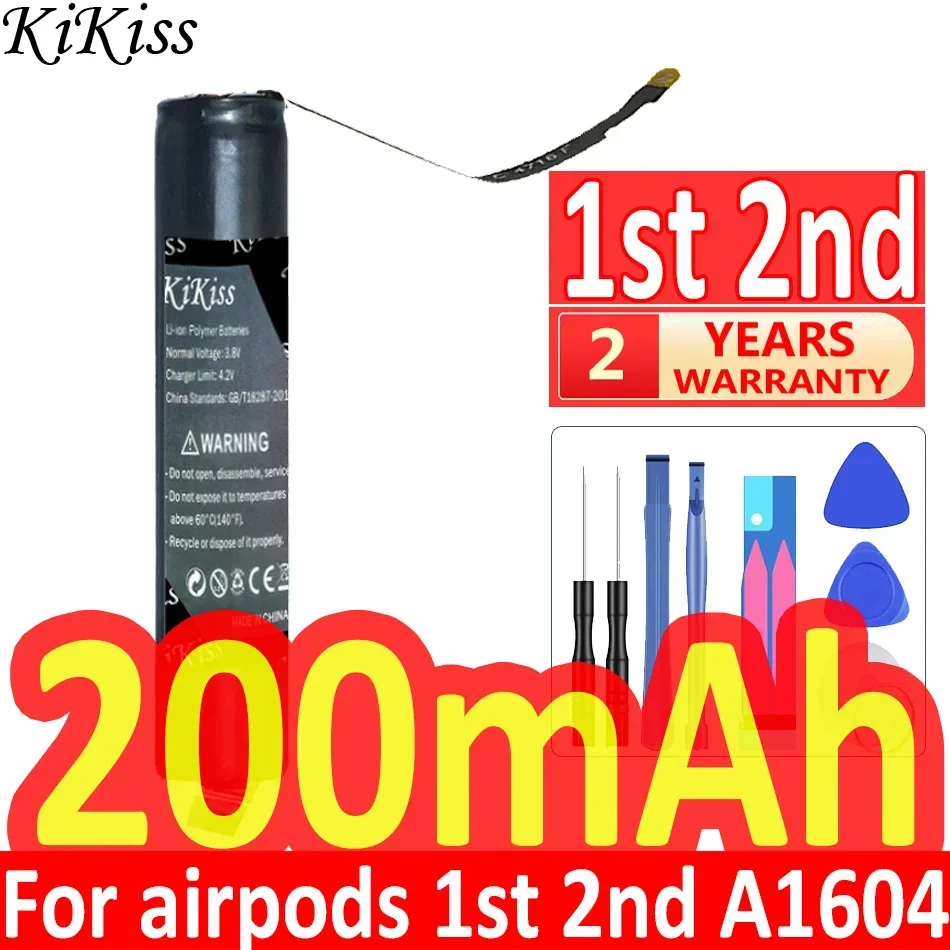 200Mah Kikiss Potente Batteria Per Airpods 1St 2Nd A1604 A1523 A1722 A2032 A2031 Air Pods 1 Air Pods 2 Goky93Mwha1604