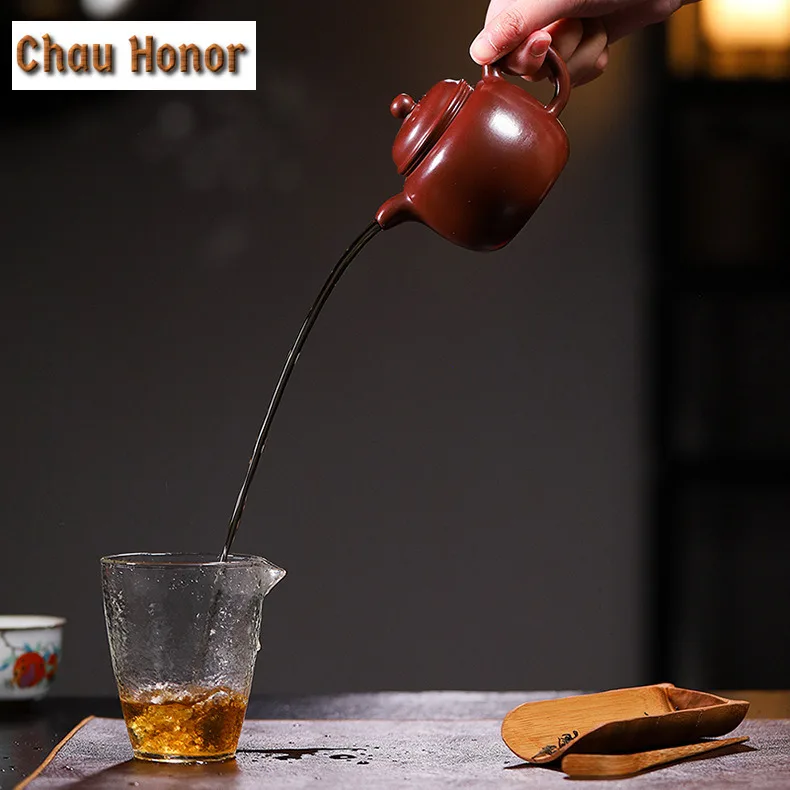 230ML Traditional Yixing Purple Clay Teapots Master Handmade Bottle-gourd Shaped Pot Raw Ore Mud Kettle Chinese Zisha Tea Set