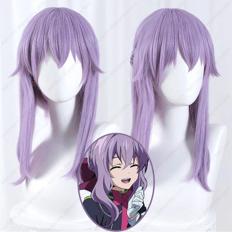 

Anime Seraph of The End Hiiragi Shinoa Cosplay Wig 40cm Long Light Purple Braids Wigs Heat Resistant Synthetic Hair