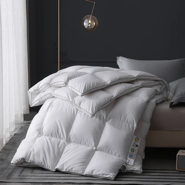 Couette de couette ultra légère haut de gamme en duvet d'oie 95% pur – Ultra douce, respirante et confortable longue durée, taille Queen 6