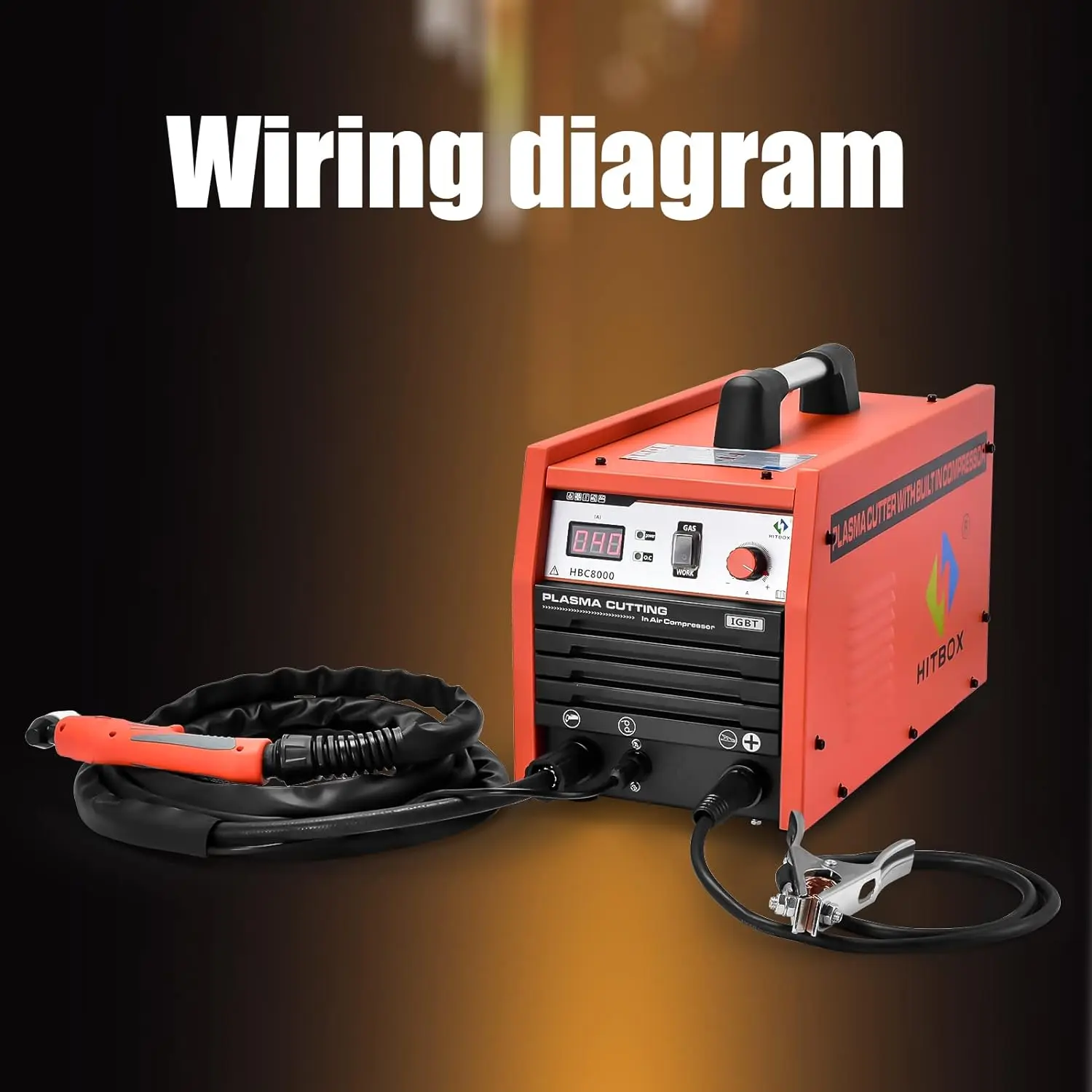 HITBOX 40 Amp Plasma Cutter with Built-In Air Compressor 220V Digital Inverter IGBT Clean Cut Plasma Cutting Machine HBC8000 5