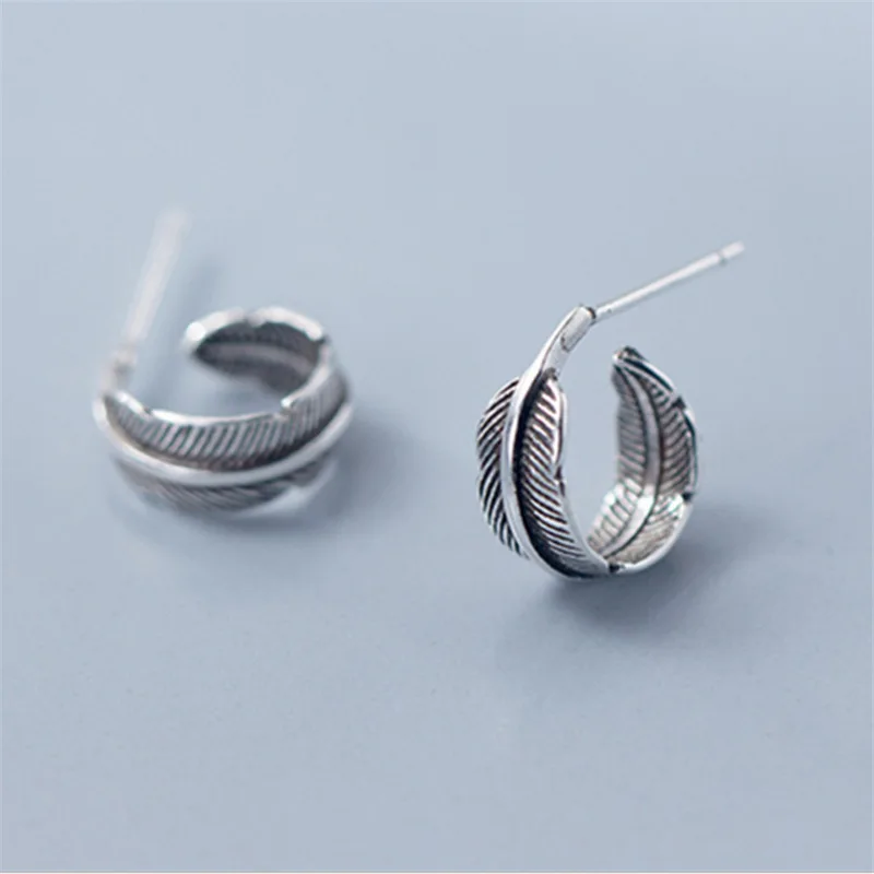 New Trend Silver Color Crimp Eagle Feather Orecchini Personalità Uomini E Donne Street Cool Rock Party Accessori Per Gioielli Regali