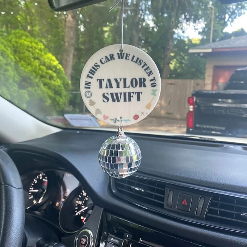 

1PC Car Rearview Mirror Hanging Ornament In This Car We Listening To Taylor-Swifts Plaque And Sign Christmas Tree Pendant Gifts