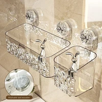 Shower Suction Cup Shelf Basket Light Glacier Pattern One Second Installation bathroom Organizer Storage Rotating to Suck Remove 1
