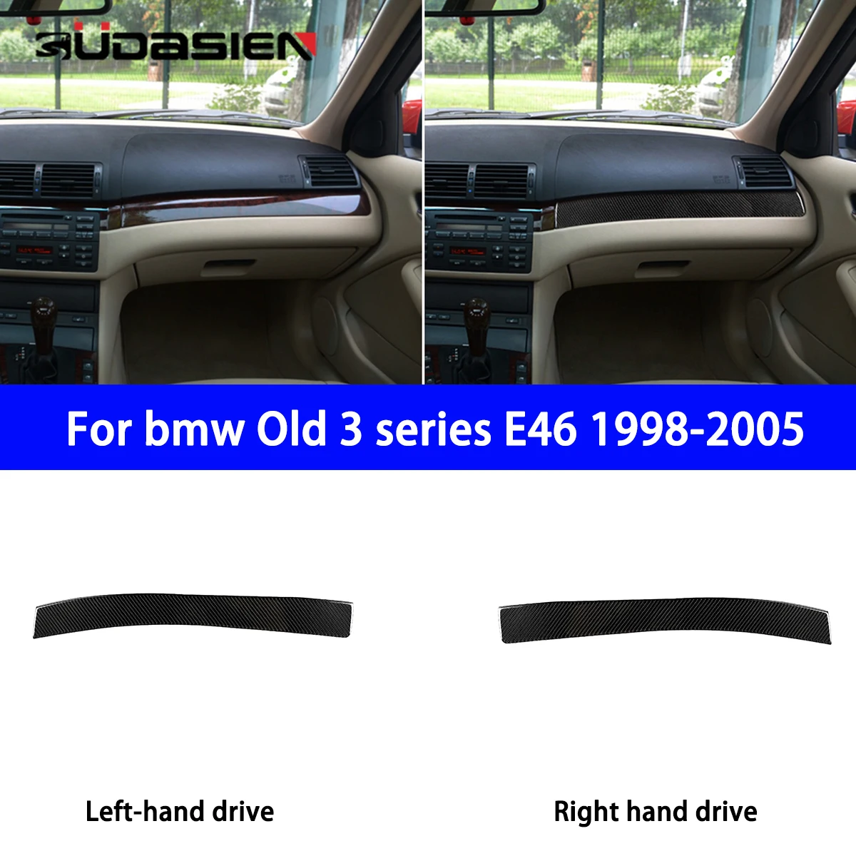 

Suitable for BMW Old 3 Series E46 1998-2005 Car Co-pilot Center Control Panel Decorative Sticker Carbon Fiber Modification.