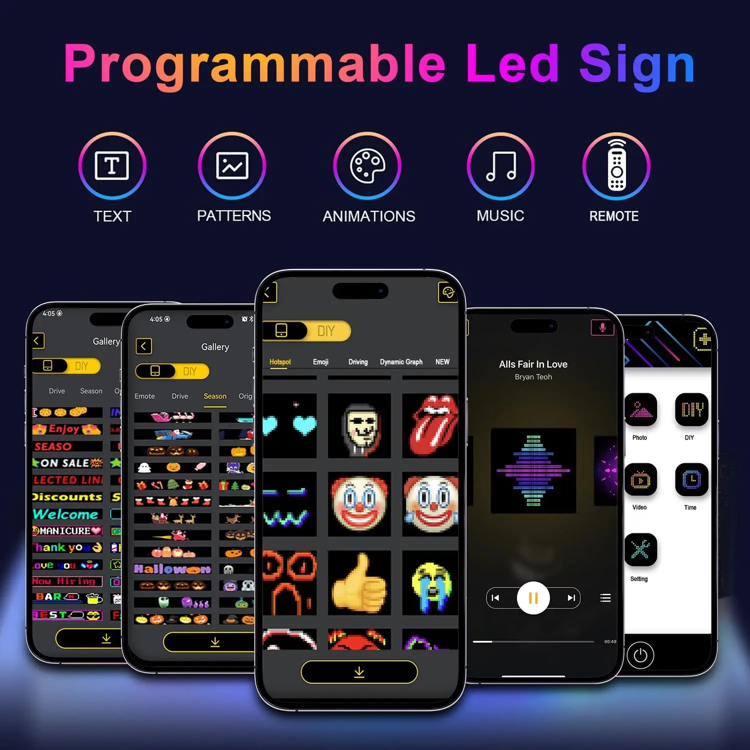 LED Car Sign Programmable LED Matrix Panel Flexible Screen Display Animation Scrolling Sign APP Control Shop Bar Party Festival