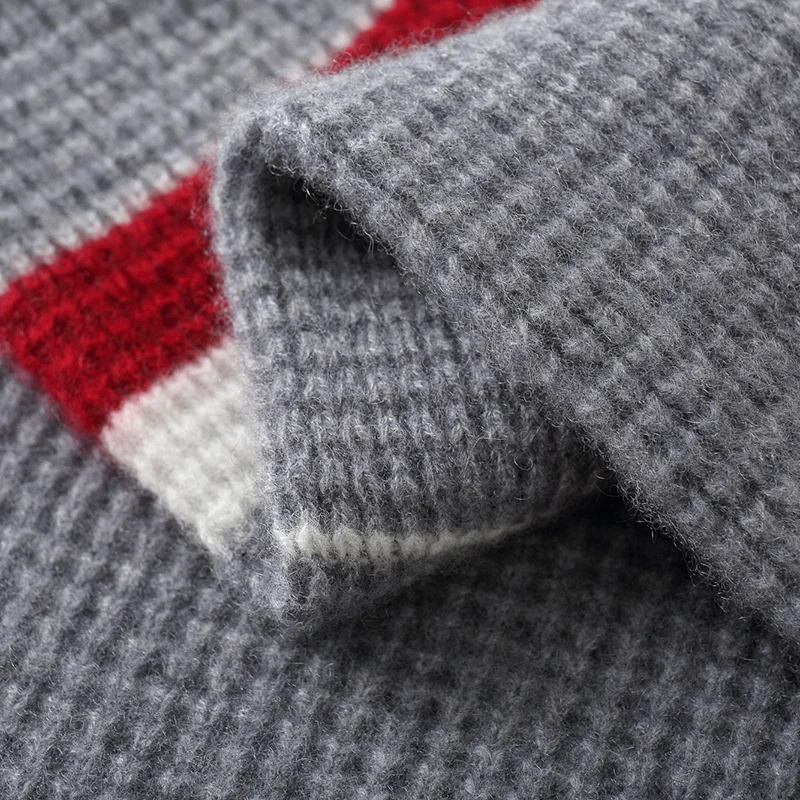 100% Merino wool autumn/winter new men's O-neck thick jacquard cashmere sweater casual loose long sleeved pullover knitted top 5