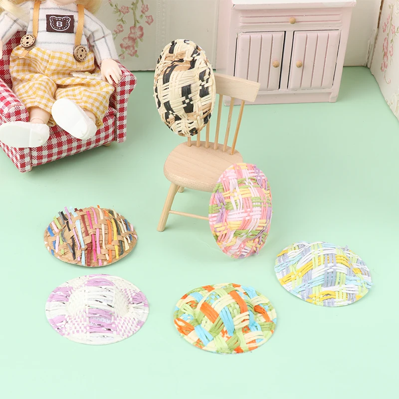 

5Pcs 1/12 Dollhouse Mini Weaved Straw Hats Dolls Dress Up Toy Dollhouse Decorations Accessories For Kid Pretend Play Toys
